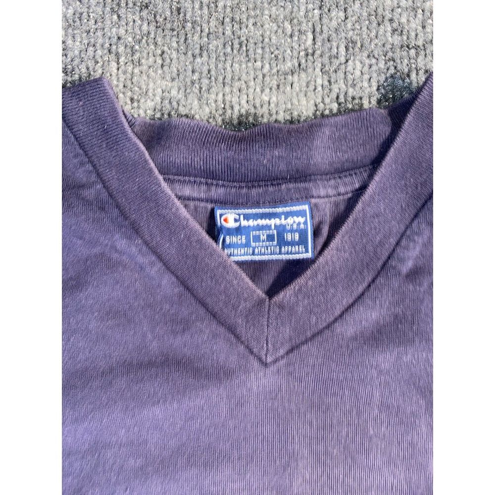 Champion Tee Shirt Mens Medium Navy Authentic Athletic Apparel V‎ Neck Pullover - Picture 4 of 6